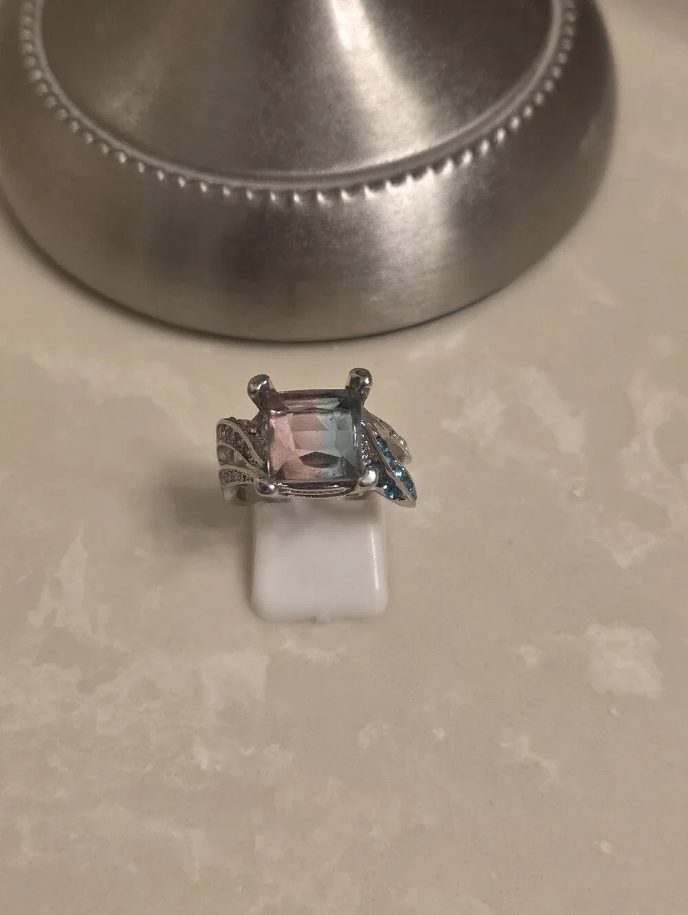 925 Silver Ombre Square Cut Ring Size 8